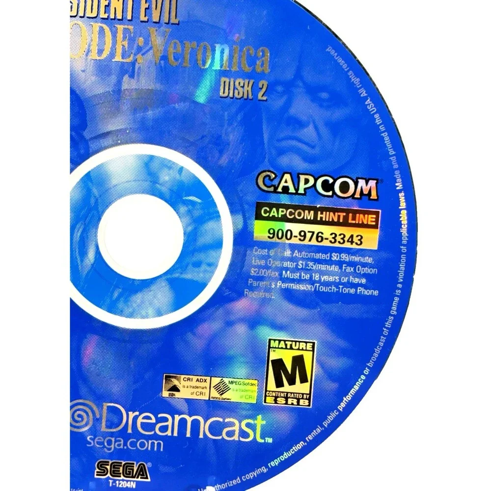 Resident Evil Code Veronica Sega Dreamcast Replacement Disc 2 Only Tested